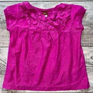 Tea Collection - Magenta Purple Ruffle Neckline 18 to 24 Months Short Sleeve Top